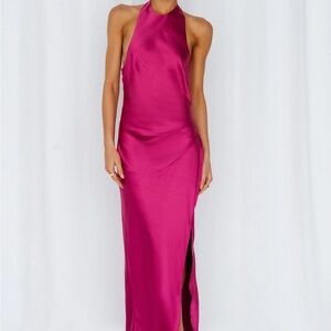 Hello Molly Dress Fuchsia Halter Neck Gown